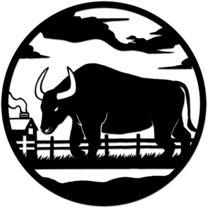 Nachic Wall Farm Metal Wall Art Bison Buffalo Scenic Art Wall Sculpture Farm Animal Cattle Metal Artwork for Home Walls Farmhouse Decorations