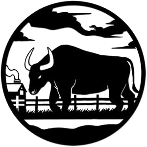 Nachic Wall Farm Metal Wall Art Bison Buffalo Scenic Art Wall Sculpture Farm Animal Cattle Metal Artwork for Home Walls Farmhouse Decorations