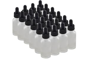 The Bottle Depot - 24 Pack - 1 oz Glass Bottle with Dropper - Clear Frosted - 20-400 Neck Finish - Boston Round Bottles - UV Rays Protection