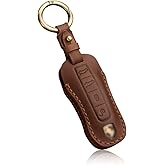 HIBEYO Smart Key Fob Case Leather Full Protection Cover Compatible with Porsche 911 Cayenne Macan Panamera Taycan 3 4 Button Keyless Entry Remote Shell Accessories-(4 Button Brown)