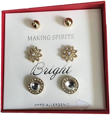 Making Spirits Bright Set of Three Earings Faux Gold