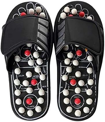 Agrima Fashion Adult Spring Acupressure Slippers Foot Massager With Magnetic Therapy L Black