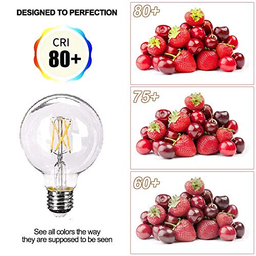 Vanity Light Bulbs Dimmable led Edison Bulb G25,E26 Base Make Up LED Light Bulbs for Bedroom Washroom Mirror,5.5W(40W Equivalent),500LM 4000k Day White, CRI80 UL Listed