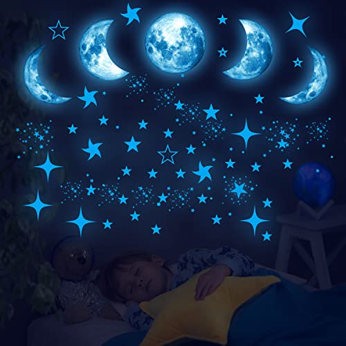 Glow in The Dark Stars for Ceiling, Starry Sky Stars and Moon Wall ...