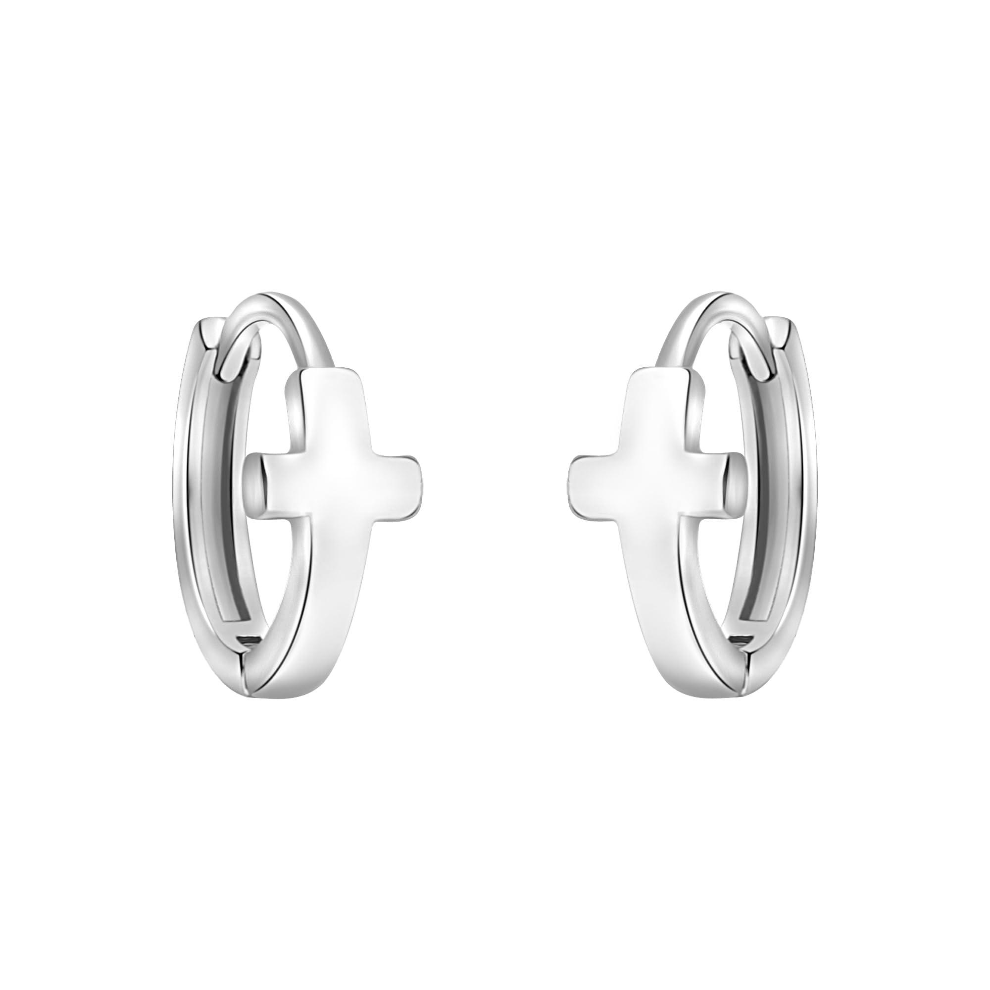 SOFIA MILANI - Women's Earrings 925 Silver - Small Plain Cross Creoles - 20799