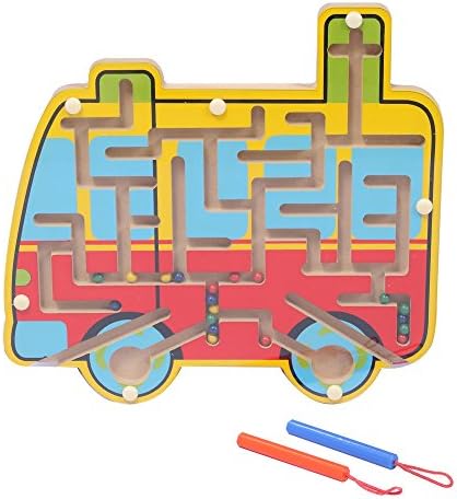 Jacootoys Wooden Bus Magnetic Maze with Magnet Pen Educational Toys for Children