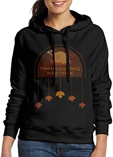 YJCLUB Fashion Thanksgiving Day Cook Turkey Master Baster Women Print Pullover Hoodie Hooded Sweatshirt