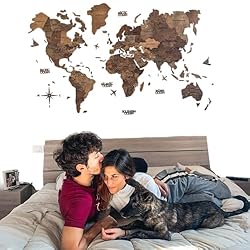 Enjoy The Wood 3D Wood World Map Wall Art Large