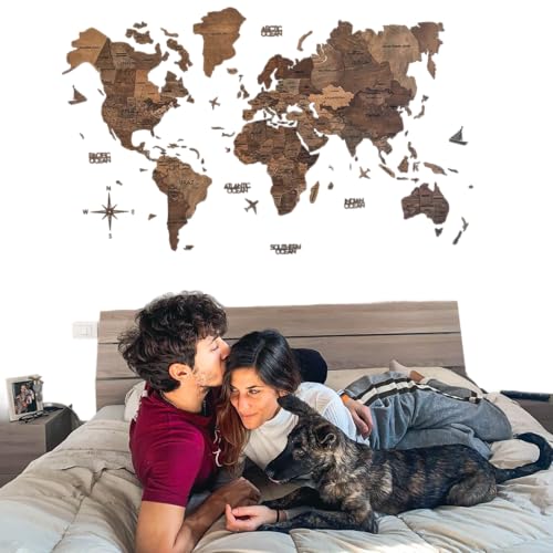 Enjoy The Wood 3D Wood World Map Wall Art Large