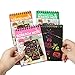ldab Scratch Art Notebooks, Rainbow Scratch Art Papers for Kids, 4PCS Mini Black Magic Scratch Art Note - 4 Wooden Styluses and Drawing Stencils, Travel Crafts Activity Gift for Girls or Boys