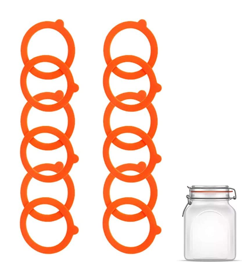 Replacement Silicone Seals for Jars Airtight Silicone Sealing Gaskets Rings, Leakproof Replacement Rubber Seals for Glass Clip Top Jars Storage Jars (12 PCS, Orange)