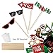 Glitter Christmas Photo Booth Props Kit - 25 Count Large Photography Party Decorations Gifts, Fun Santa Elfie Selfie Posing Signs DIY Craft Backdrop Accessories for Birthday New Year Holiday