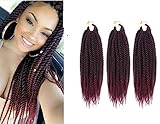 Una 12 Inch Senegalese Twist Crochet Braids(22Strand/Piece) Freetress Havana Mambo Twist Braiding Hair Extensions (3-piece, T1B/red#)