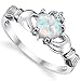 Metal Masters Sterling Silver 925 Irish Claddagh Friendship & Love Ring with Simulated Opal Heart 8