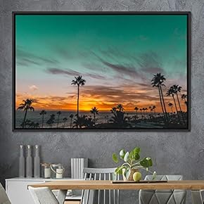 signwin Framed Canvas Wall Art Palm Tree Colorful...