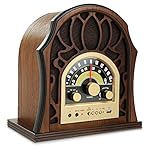 Pyle Retro Speaker Vintage Radio – Classic Style Stereo, Wireless Bluetooth Receiver Speakers, Built-in Full Range Sound System Reproduction, USB, MP3 Player, AM/FM Tuner – PUNP37BT Walnut