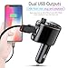 Bluetooth FM Transmitter for Car,Handsfree Call Car Charger with Vehicle Cigarette Lighter usb Adapter,Mp3 Music Stereo Adapter,Dual USB Port Charger Compatible iPhone X,iPhone 8,iPhone 8 Plus,Samsung