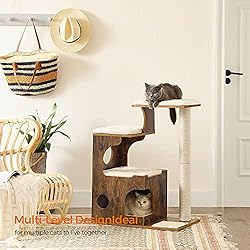 FEANDREA 33.9-Inch Cat Tower, Medium Cat Tree with