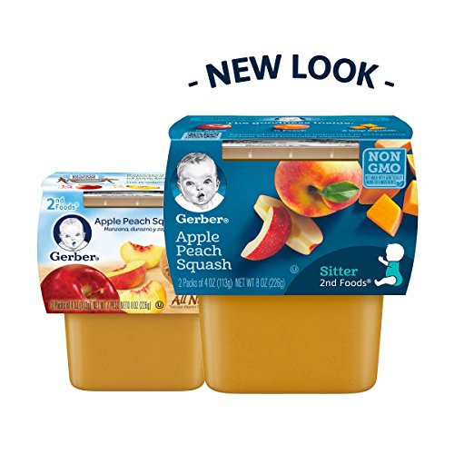Gerber 2nd Foods Apple Peach Squash, 4 Ounce Tubs, 2 Count (Pack of 8)