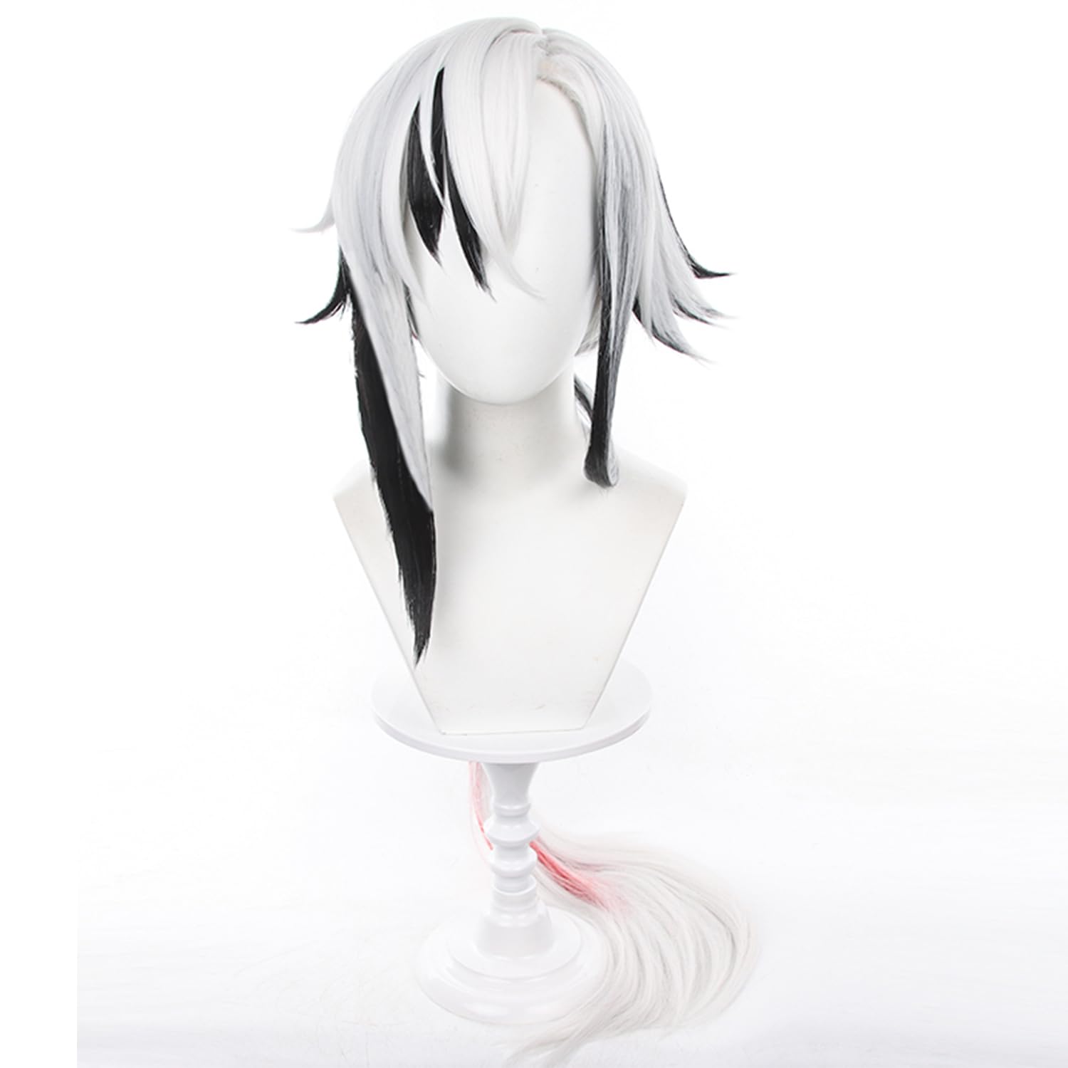 White Mixed Black Highlight Red Long Low Ponytail Heat Resisitant Synthetic Hair for Uniex Adult Halloween Christmas Cos Party Replacement Wigs โ image 1