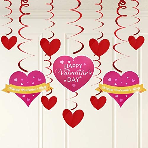 Astarry Valentines Day Decorations - 30 Pieces Valentine Hanging Swirl Decoration Heart Hanging Swirl Ceiling Hanging Swirl Accessories - Great for Anniversary, Wedding, Birthday, Bridal Shower