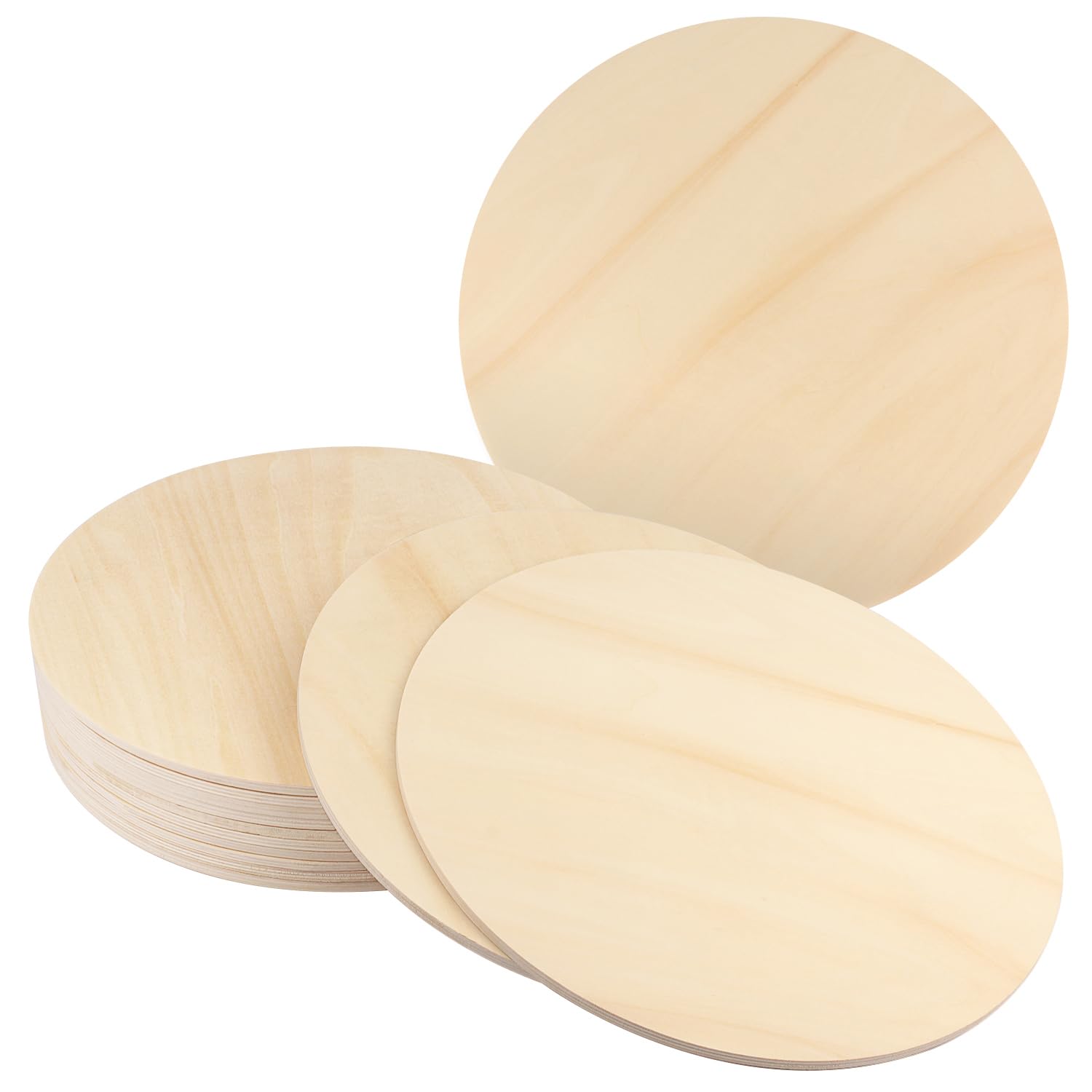 Photo 1 of 10 PCS 12 Inch Unfinished Wood Circles, Thickness 6 mm, Wooden Rounds for Crafts, Wood Discs for DIY Painting Decorations, Weddings and Parties,by GNIEMCKIN.