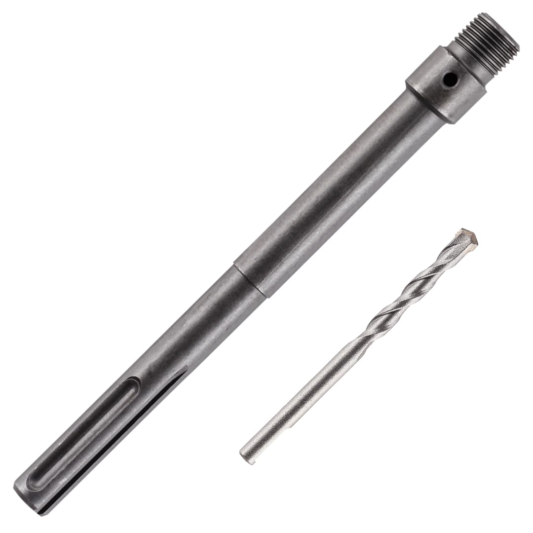 Rennie Tool Company 250mm SDS Max Adapter and Tungsten Carbide Drill Bit - 8mm Pilot Drill for TCT Core Drill, Carbide Tipped Drill Bit For Concrete, Masonry, Brick and Aerated Block