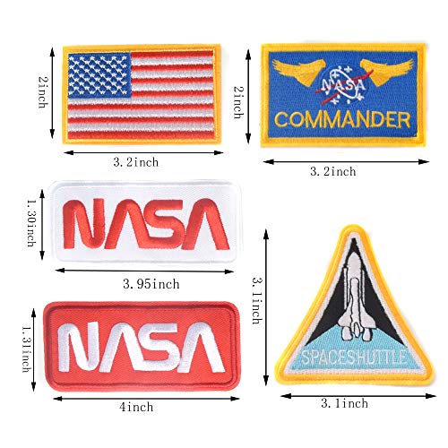J.CARP 8pcs NASA Iron On or Sew On Embroidery Patches, NASA Office Logo, USA Flag Patch for DIY Jeans, Jacket, Kid\'s Clothing, Bag, Caps, Arts Craft Sew Making