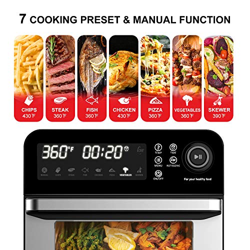 Bonsenkitchen Air Fryer Oven, 15.3QT Rotisserie Oven with Dehydrator, 7