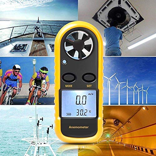 ELenest Anemometer, Digital LCD Wind Speed Meter Gauge Air Flow Velocity Thermometer Measuring Device with Backlight for Windsurfing, Sailing, Kite Flying, Surfing Fishing Etc.