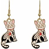 MALOYANVE Halloween Dangle Earrings for Women Men Stainless Steel Witch Hat Ghost Rabbit Cat Skeleton Earrings Spider Pumpkin Bat Earrings Halloween Theme Jewelry Gift