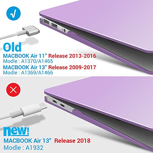 IBENZER MacBook Air 11 Inch Case Model A1370 A1465, Soft Touch Plastic Hard Shell Case Bundle with Keyboard Cover for Apple Laptop Mac Air 11, Purple, A11PU+1 A