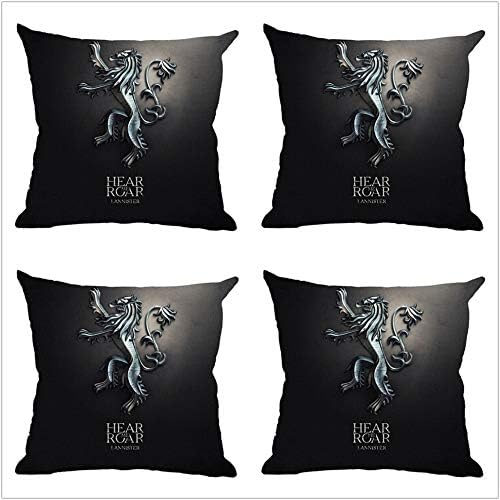 Purple GO2 18" Square Game of Thrones Cotton Linen Home Decorative Throw Pillow Case Cushion Cover (45cm45cm) 4 Pack Bundle(5)