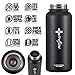 the flow Insulated Water Bottle Large 32oz Stainless Steel Hydro Vacuum Flask with Wide Mouth Straw Lid, Coffee Flip Lid and Carabiner, Double Wall Sports Travel Tumbler (Black, 32oz)
