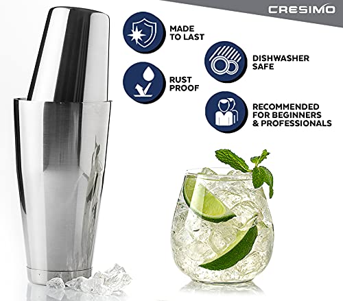 Cresimo Cocktail-Shaker-Set: Bartending Boston Shaker Set (2 Stück) mit 793 ml Gewicht und 530 ml unbeschwertem Martini… – Bild 5