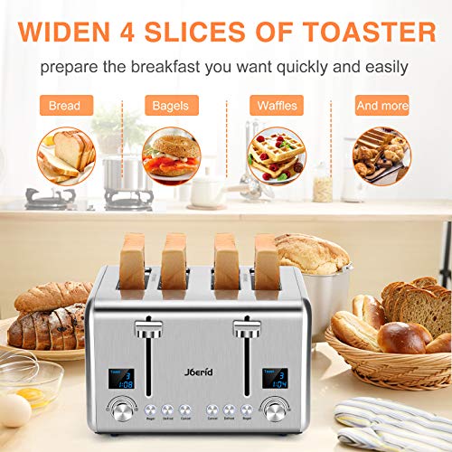 Joerid 4 Slice Toaster,9 Bread Shade Setting,Safe Stainless Steel