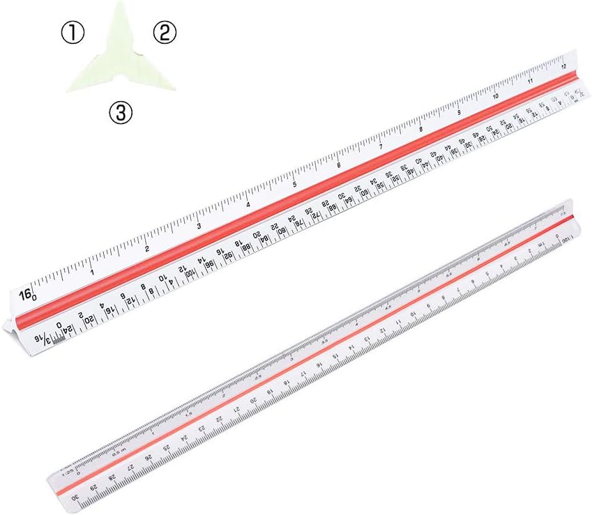 Bozoa 目盛り定規 三角目盛り定規 建築スケール定規 12インチ 3面 6種類の目盛り付き 青写真の図図の測定用 プラスチック製 2個セット 製図用品 文房具 オフィス用品 Amazon