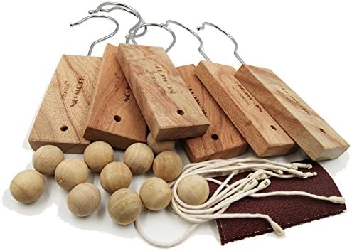 Moth Repellent Natural Cinnamomun Camphora Root Hang Up and Moth Balls- Hanger Repellent Odour Fragrance Storage Protection for Clothes Wardrobes Closets Freshener (18 Items)