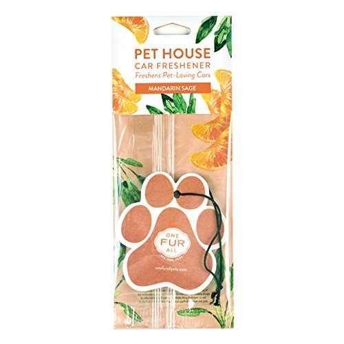 Pet House Car Air Freshener by One Fur All, Pack of 4 – Mandarin Sage - Non-Toxic Auto Air Freshener, Pet Odor Eliminating Air Freshener for Car, Ideal for Small Spaces, Dye Free Dog Car Air Freshener