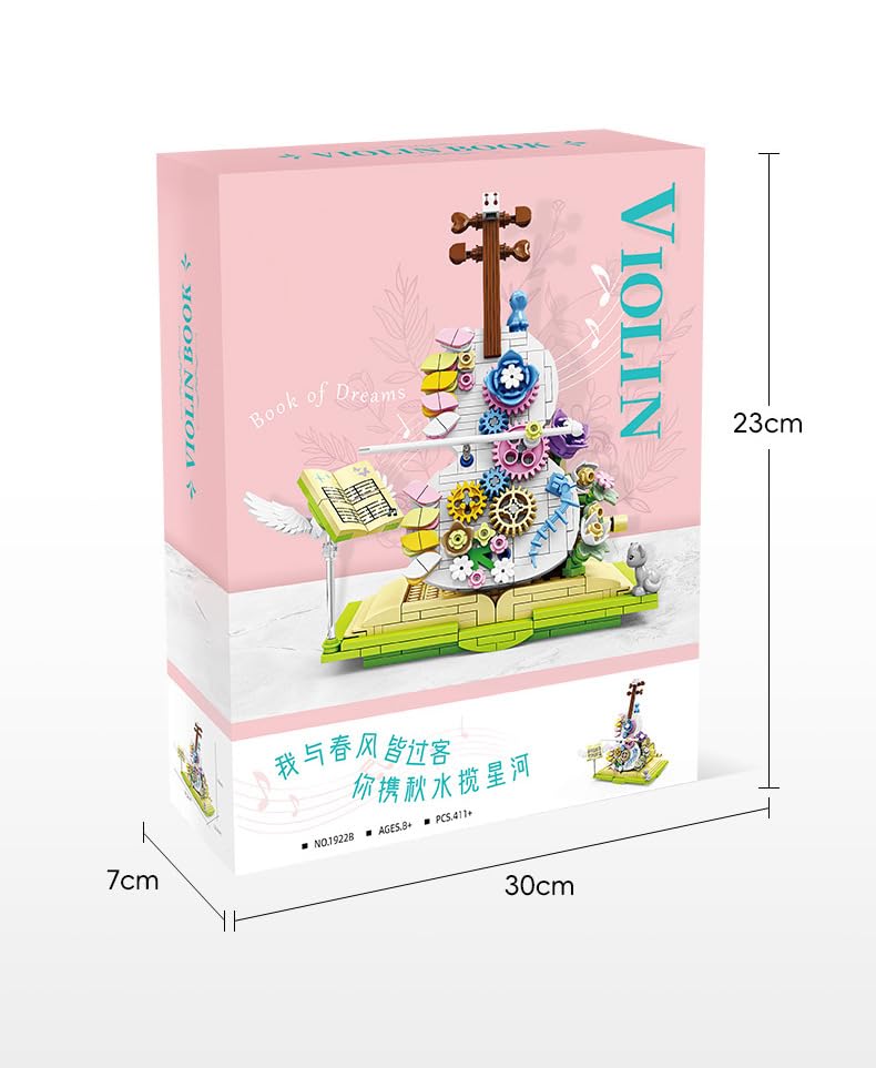 Building Blocks Toys, Flower Violin Magical Book Building Set with Dancing Bow - Colorful Flower Decor, Gift for 3+ Year Old Girls, Boys, or Kids Aged 3+, Nice Home Decor Kit