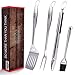 RWM BBQ Grill Tool Set - Heavy Duty Extra Thick Stainless Steel Grill Utensil Set, Spatula, Basting Brush, Fork & Tongs Perfect BBQ Grilling Accessories, Gift Box Package