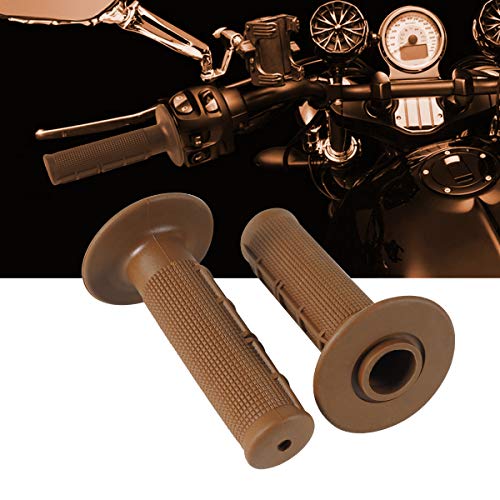 Onway Brown Handlebar Grips for Motorcycle Cat Suzuki Yamaha with Soft TPR Material, Brown