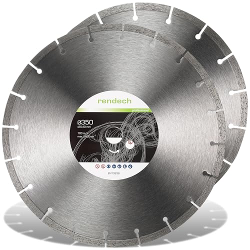2x rendech® Profi Diamantscheibe 350 x 20 mm für Trennschleifer