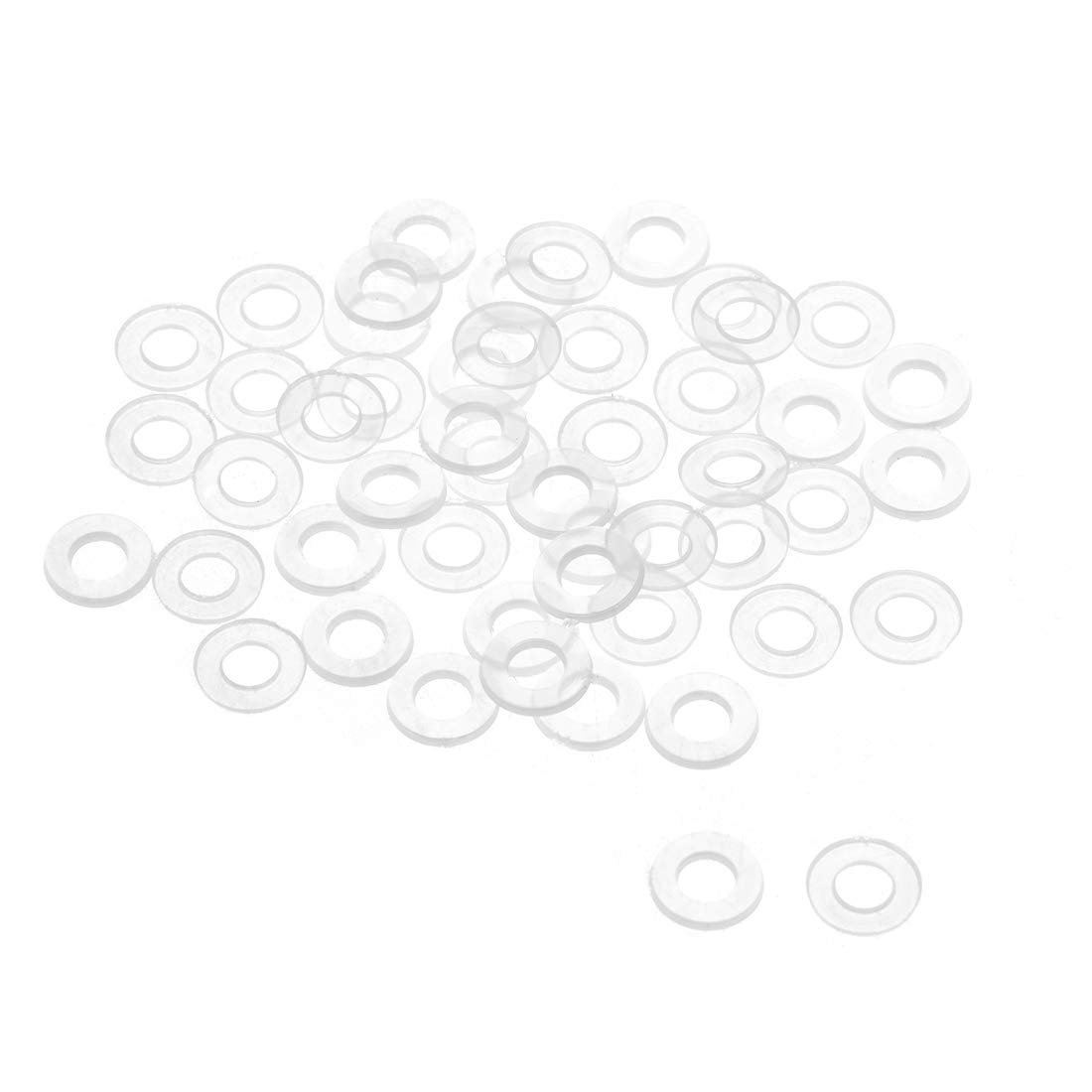 sourcing map Nylon Flat Washers M4 8.5mm OD 4mm ID 1mm Thickness Sealing Gasket for Faucet Pipe Water Hose, Clear, Pack of 50