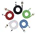 5PK 6FT High Speed Heavy Duty Flat Lightning Cable Sync & Charge 8-Pin Cord for iPhone 6S, 6S Plus, iPhone SE, iPad (Black Red White Blue Green)