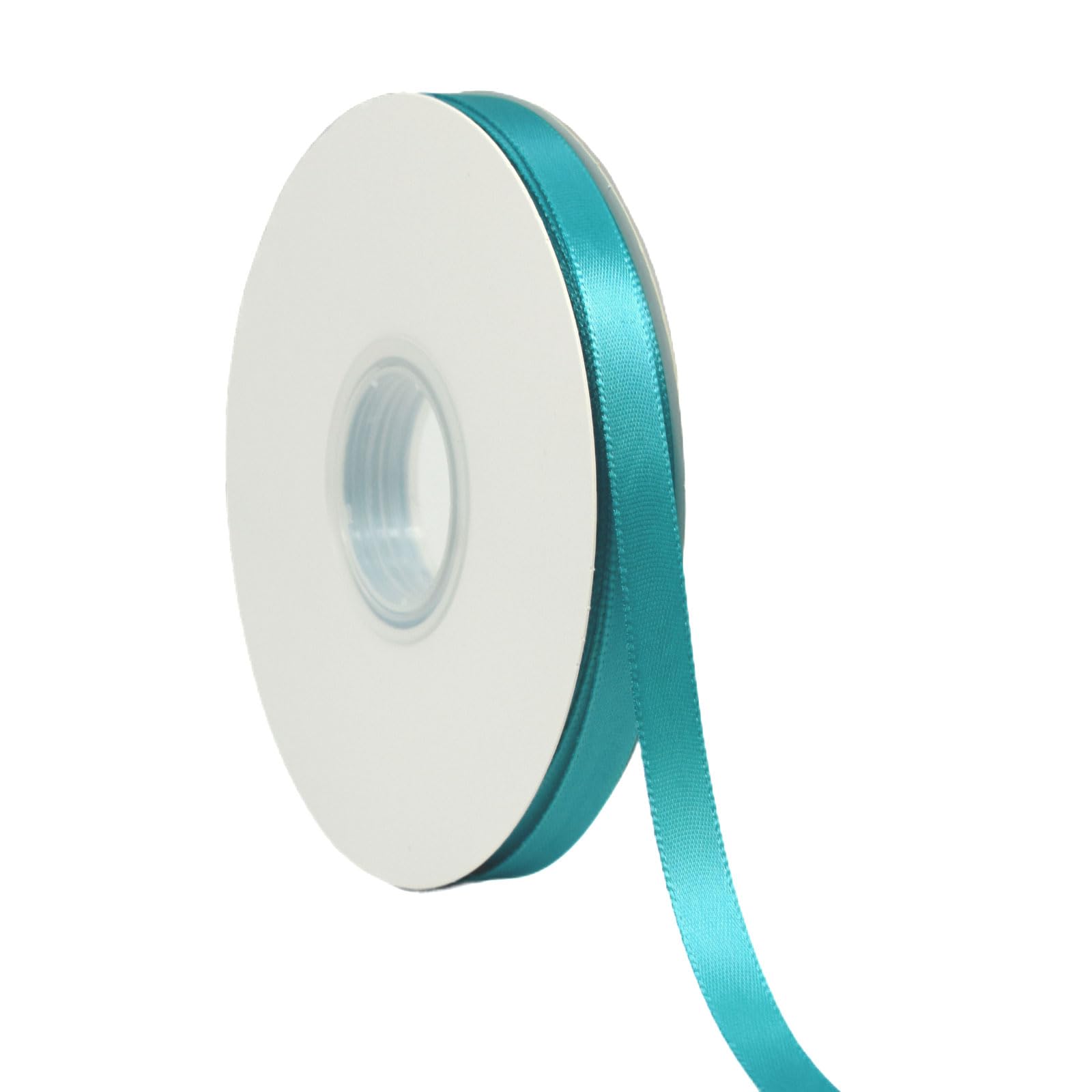 Photo 1 of Turquoise Blue Ribbon 3/8 Inch x 50 Yards Satin Ribbon Continuous, Single Face, for Crafts, Gift Wrapping, Floral Bouquet, Weddings, and Decorations, with Spool