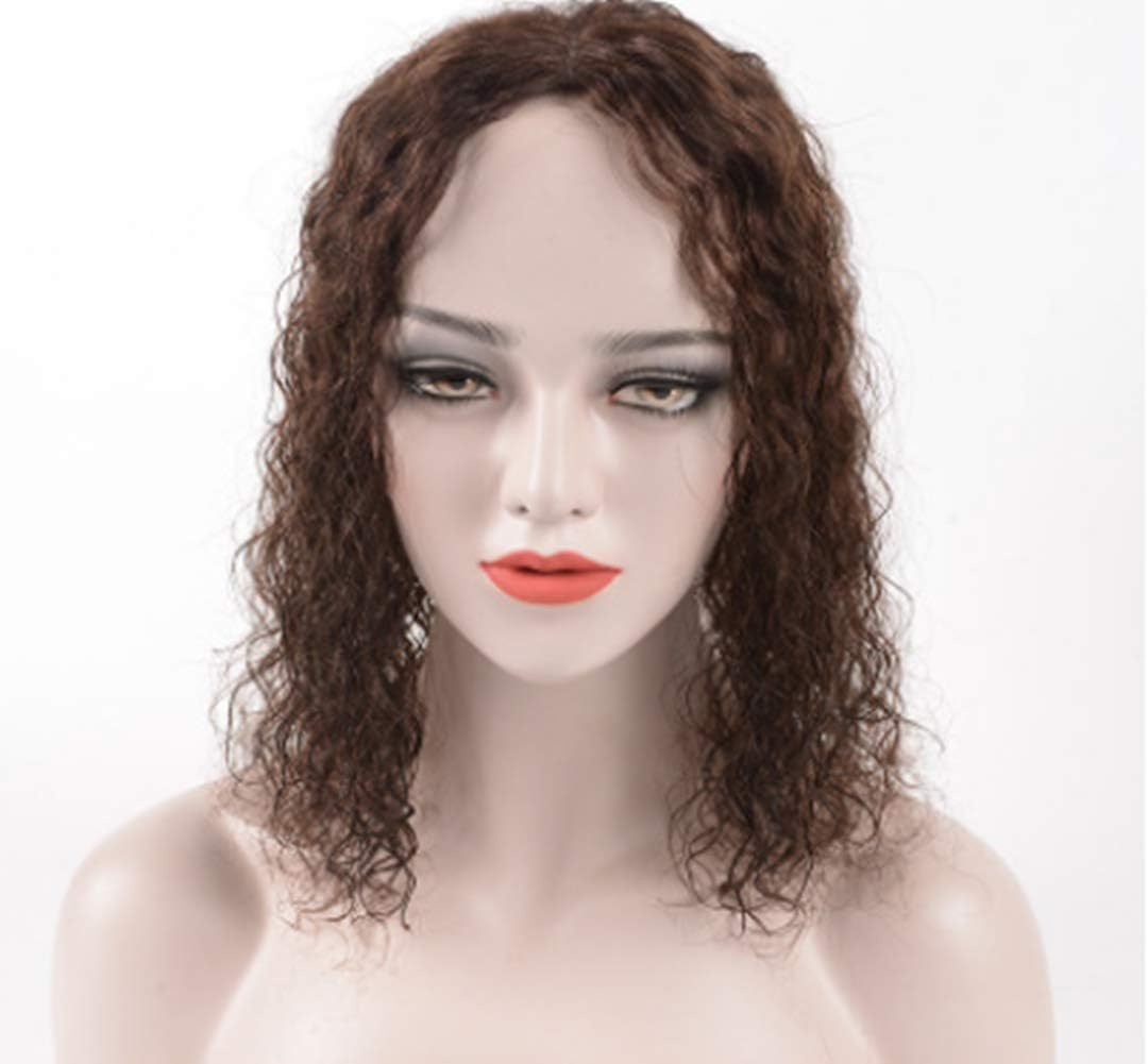 15"15"Curly Human Hair topper for thinning hair loss hair and white hair-Toppers Clip in top Closure for Women with medium or large hair loss Yudit Natural black(Length 35cm)