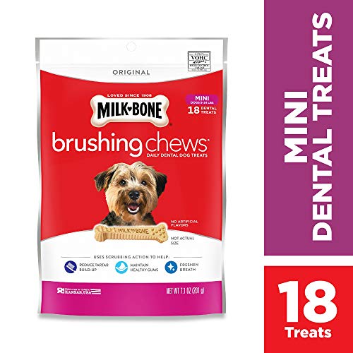 MILK-BONE ORIGINAL BRUSHING CHEWS, 18 MINI DAILY DENTAL DOG TREATS