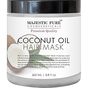 Majestic Pure Coconut Oil Hair Mask, Offers Natural Hair Care Treatment, Hydrating & Restorative Mask Restores Shine…