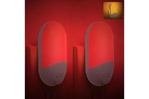 Finezeal Red Light Night Light for Sleep Therapy[2 Pack] - Auto On/Off LED Night Light Plug into Wall for Baby Nursery Bedroo